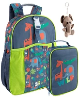 3 pc Toddler Boy Jungle Animals backpack and lunch bag set