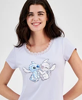 Disney Juniors' Stitch & Angel Lace-Trim Baby Tee