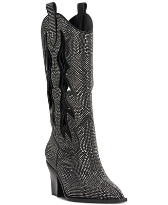 Jessica Simpson Women's Ginika Rhinestone Chop-Out Knee-High Cowboy Boots