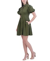 Eliza J Women's Cotton Bubble-Sleeve Shirtdress