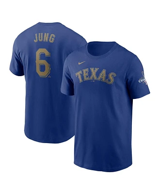 Nike Men's Josh Jung Royal Texas Rangers 2024 Gold Collection Name Number T-Shirt