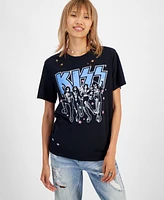 Grayson Threads, The Label Juniors' Kiss Distressed Graphic T-Shirt