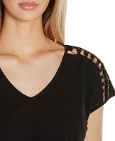 Belldini Women's Shoulder Detail Dolman Knit Top