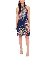 Msk Petite Floral-Print Halter-Neck Sleeveless Dress