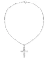 Forever Grown Diamonds Lab-Created Diamond Cross 18" Pendant Necklace (1/2 ct. t.w.) in Sterling Silver or 14K Gold-Plated Sterling Silver