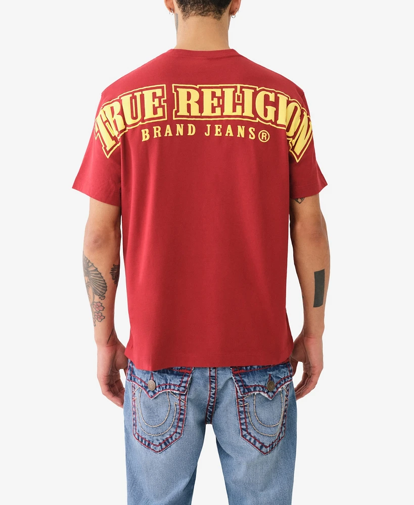 True Religion Men's Short Sleeve Relaxed Overseam Puff Tee