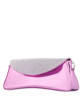 Nina Crystal Flap Mirror Metallic Patent Clutch Bag