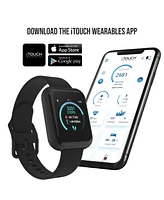iTouch Air 3 Unisex Black Silicone Strap Smartwatch 44mm with Black Amp Plus Wireless Earbuds Bundle