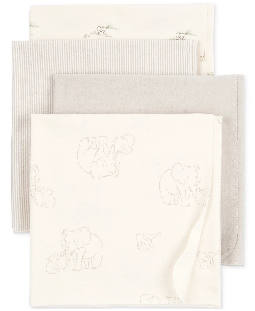 Carter's Baby Elephant Cotton Receiving Blankets, Pack of 4