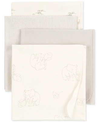 Carter's Baby Elephant Cotton Receiving Blankets, Pack of 4