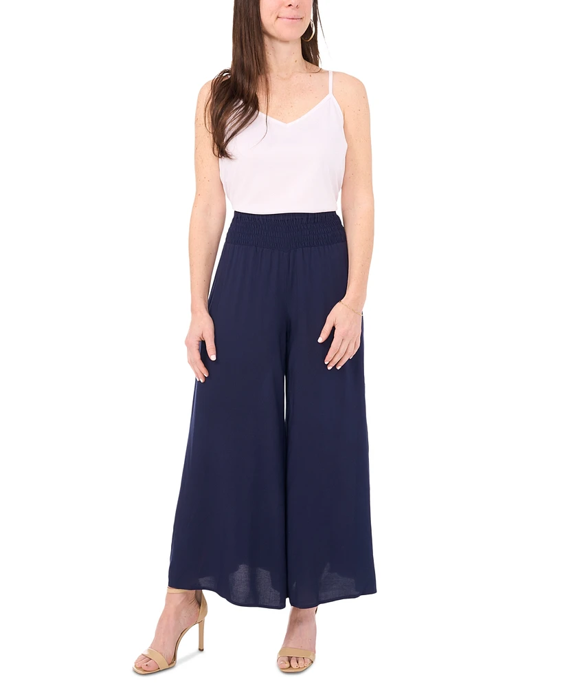 Sam & Jess Petite Pilazzo Smocked-Waist Wide-Leg Pants