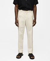 Mango Men's Pleated Cotton Linen Trousers