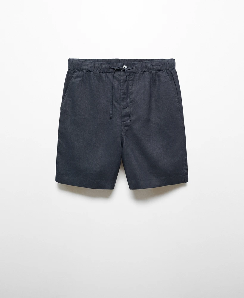 Mango Men's 100% Linen Bermuda Drawstring Shorts