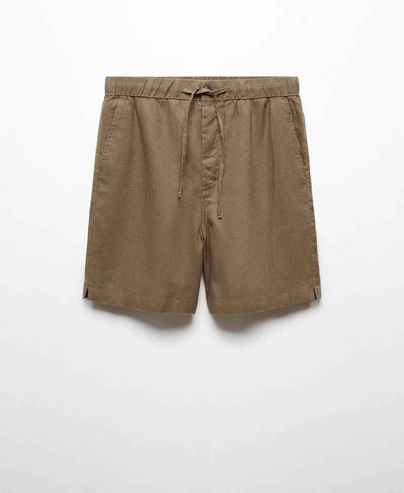 Mango Men's 100% Linen Bermuda Drawstring Shorts