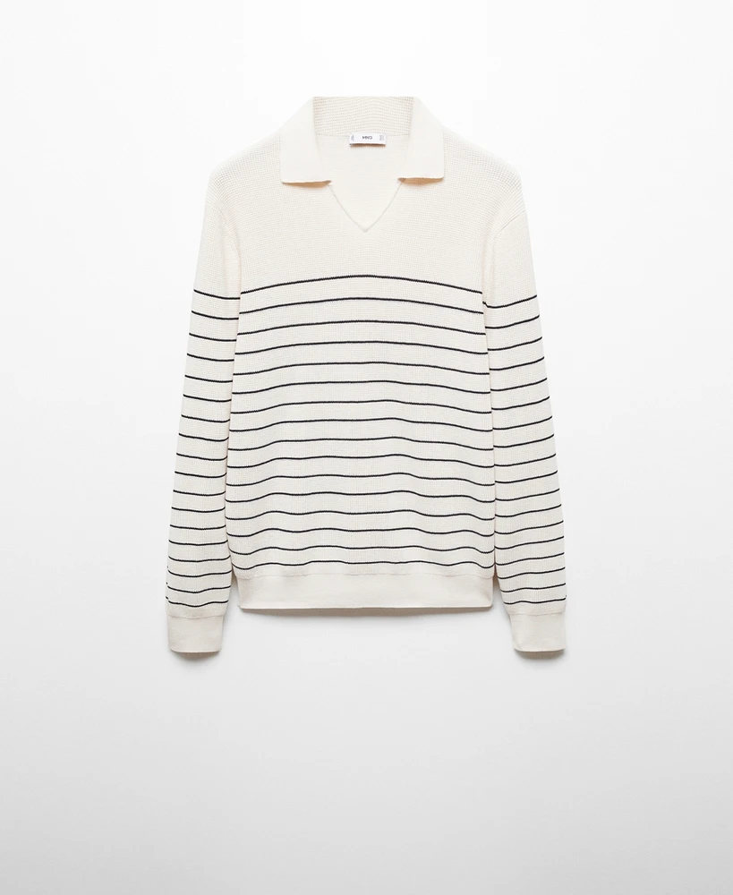 Mango Men's Striped Polo-Style Sweater