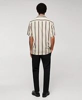 Mango Men's Striped Bowling Fluid Shirt