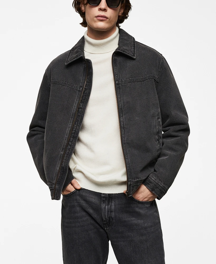 Mango Men's Faux Shearling-Lined Denim Jacket