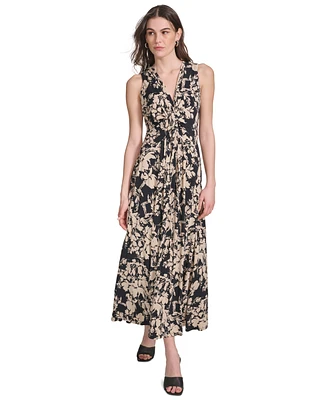 Calvin Klein Women's Printed V-Neck Sleeveless Maxi Dress