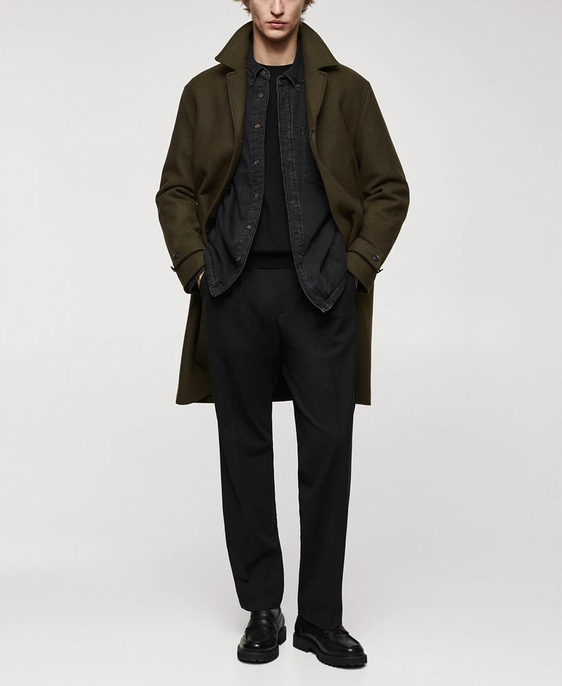 Mango Men's Regular Fit Wool Coat