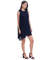 Jessica Howard Petite Draped-Shoulder Boat-Neck Mini Dress