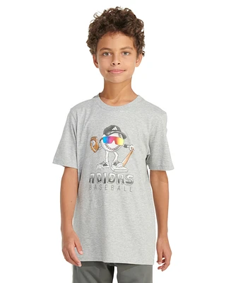 adidas Big Boys Short-Sleeve Baseball Mascot Graphic Heather T-Shirt