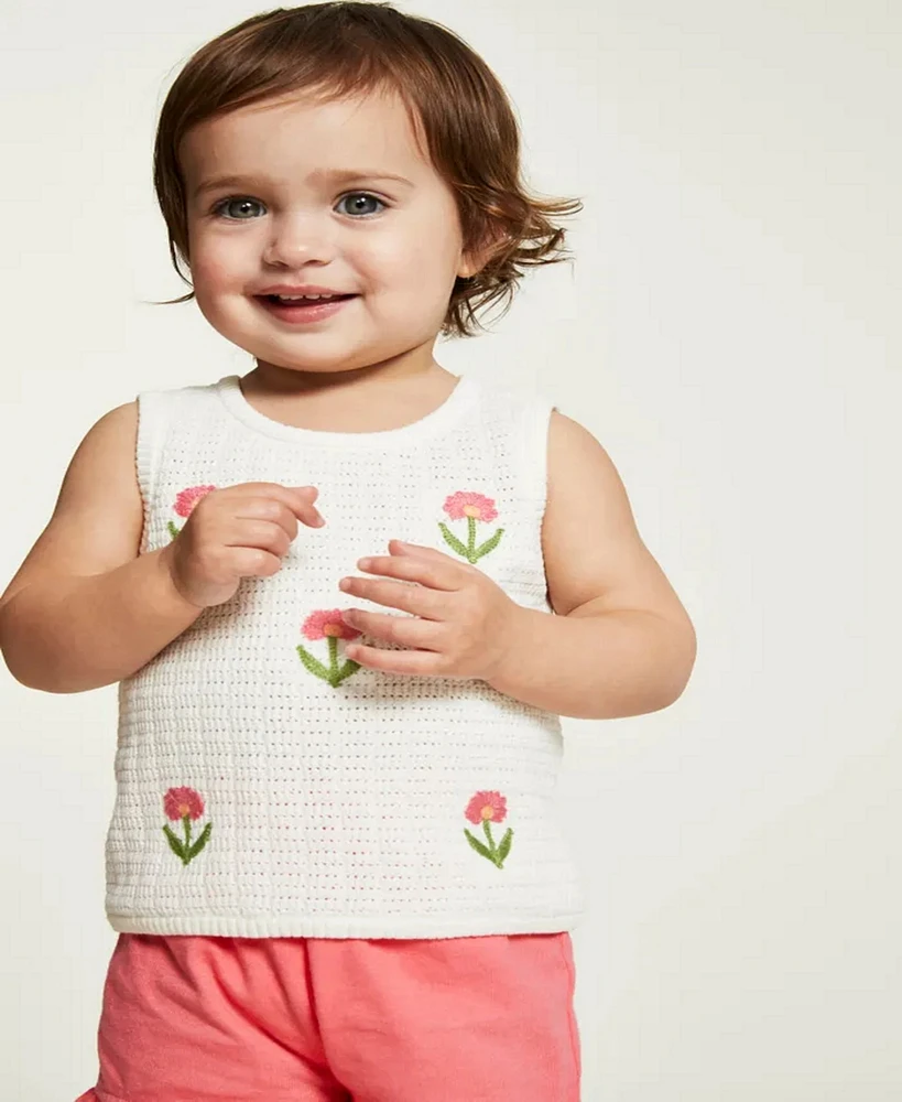 First Impressions Baby Girls Fresh Stamps Crochet Tank Top & Shorts, 2 Piece Set, Created for Macy's