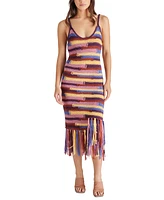 Steve Madden Women's Raya Striped Crochet Fringe-Hem Dress