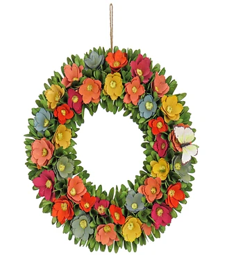 National Tree Company 20 Spring Floral Wreath with Butterfly