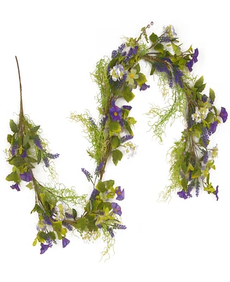 National Tree Company 72 Purple Flower Garland