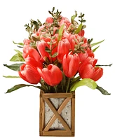 National Tree Company 20 Planter with Pink Tulips