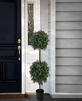 National Tree Company 46 Boxwood Double Ball Topiary with Multi-Function Led Lights