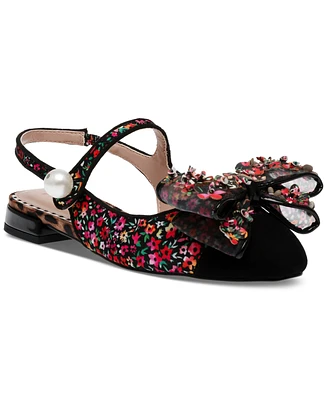 Betsey Johnson Women's Livy Embellished Bow Mary-Jane Flats