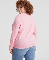 Charter Club Plus Cashmere Love-Embroidered Sweater, Created for Macy's