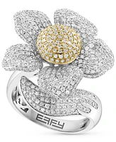 Effy Diamond Pave Large Flower Statement Ring (1-5/8 ct. t.w.) in 14k Two-Tone Gold