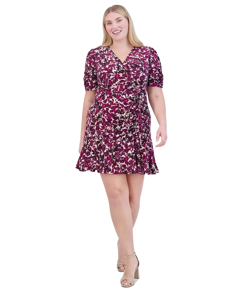 Jessica Howard Plus Floral-Print Ruched Dress