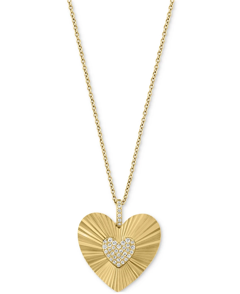 Effy Diamond Heart Cluster Sunray 18" Pendant Necklace (1/6 ct. t.w.) in 14k Gold