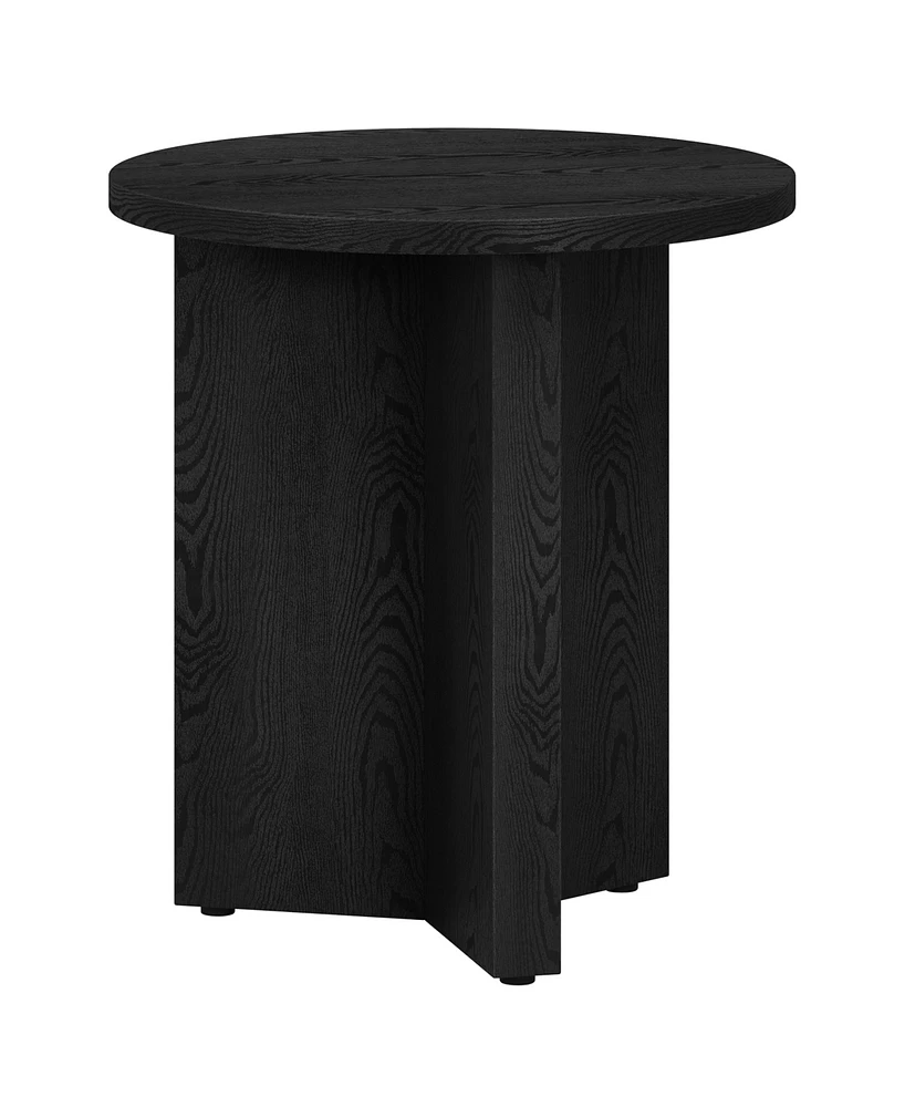 Hudson & Canal Anders 20" Wide Round Side Table in Black Grain