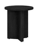 Hudson & Canal Anders 20" Wide Round Side Table in Black Grain