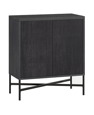 Hudson & Canal Brighton 28" Wide Rectangular Accent Cabinet in Charcoal Gray