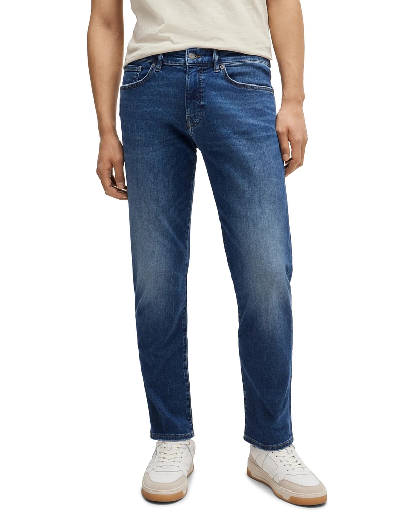 Boss by Hugo Men's Blue Soft-Motion Regular-Fit Jeans