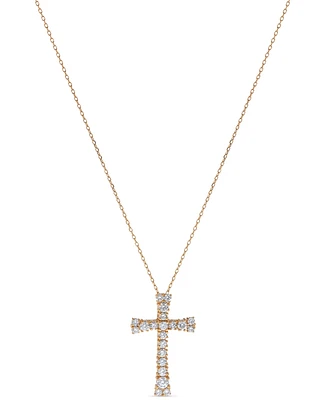 Diamond Cross Pendant Necklace (1 ct. t.w.) in 14k Gold, 16" + 2" extender