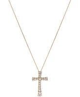 Diamond Cross Pendant Necklace (1 ct. t.w.) in 14k Gold, 16" + 2" extender