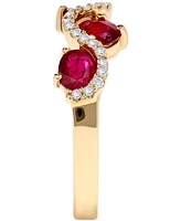 Ruby (2-1/2 ct. t.w.) & Diamond (1/5 ct. t.w.) Wavy Ring in 14k Gold