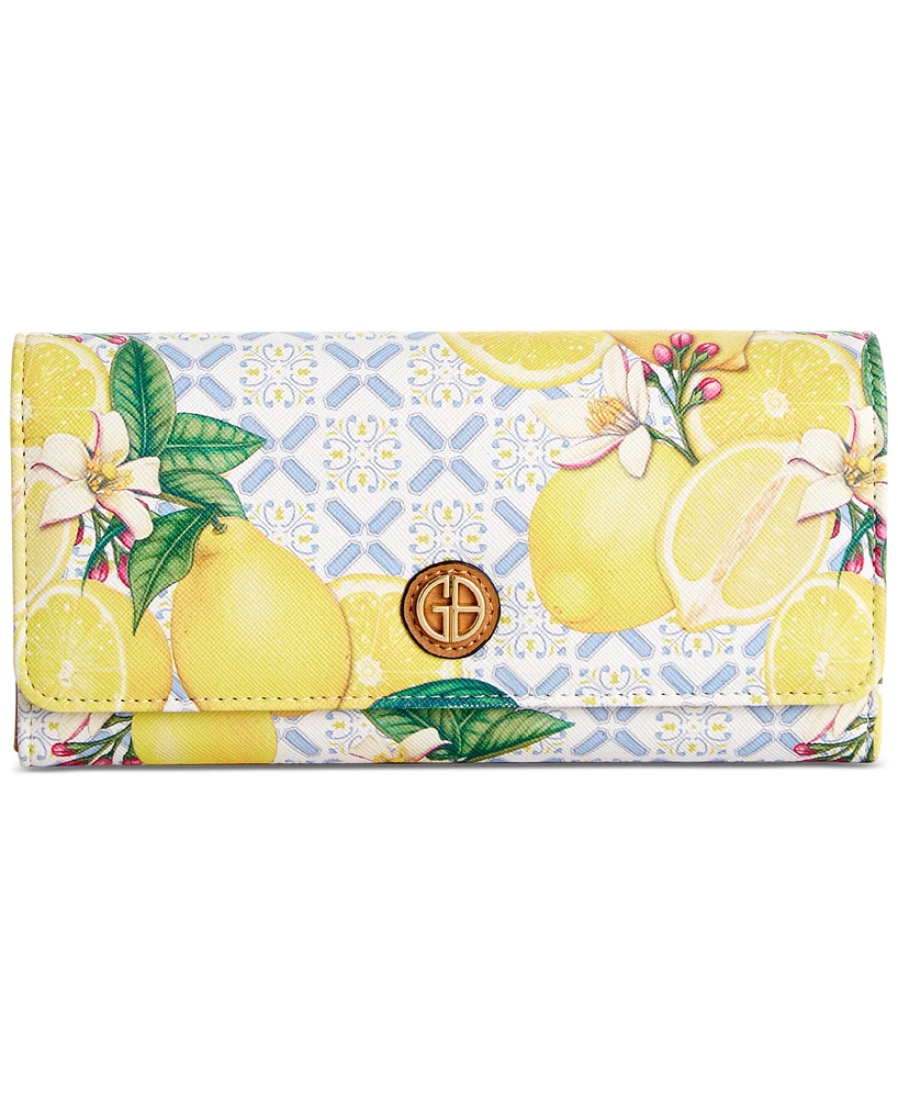 Giani Bernini Lemon-Print Receipt Manager Wallet, Created for Macy's