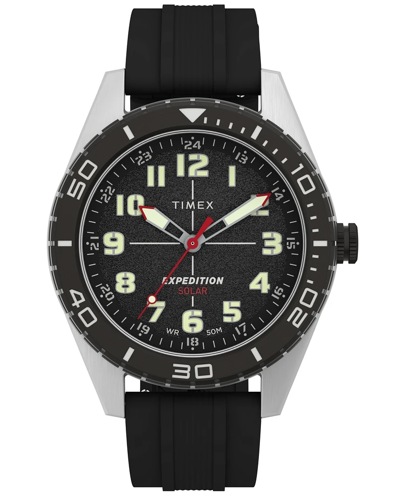 Timex Men's Expedition Field Analog Solar Black Silicone Strap 43mm Round Watch