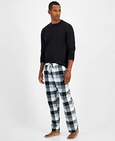 Club Room Men's Fleece Long-Sleeve T-Shirt & Plaid Pajama Pant Set, Created for Macy's