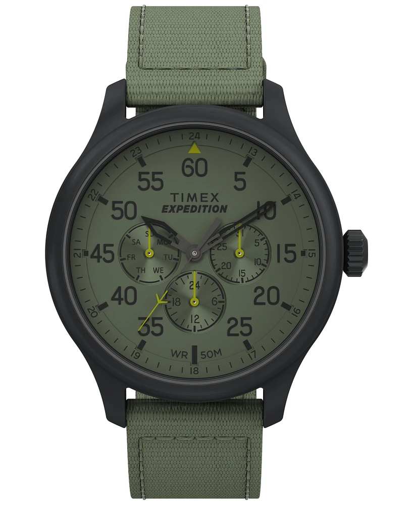 Timex Men's Expedition Field Quartz Analog Green material Strap 43mm Round Watch