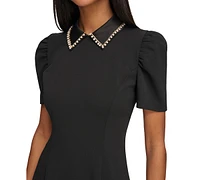 Karl Lagerfeld Paris Women's Embellished-Collar Dress