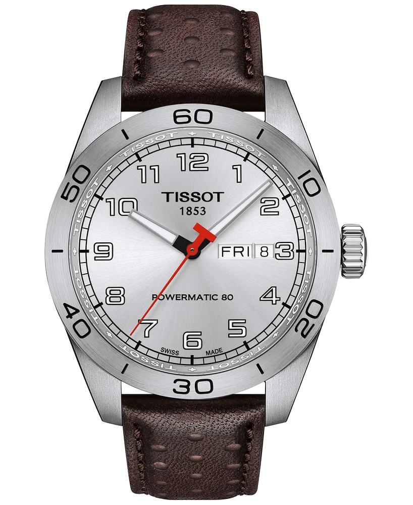Tissot Men's Swiss Automatic Prs 516 Brown Perforated Leather Strap Watch 42mm