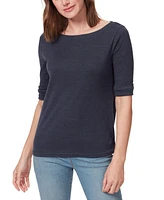 Gloria Vanderbilt Women's Alanis Boat Neck Elbow-Sleeve T-Shirt